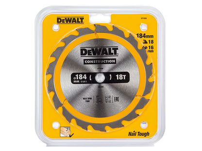 Dewalt Portable Construction Circular Saw Blade 184 X 16mm X 18t Dewalt