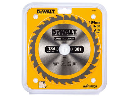 Dewalt Portable Construction Circular Saw Blade 184 X 30mm X 30t Dewalt