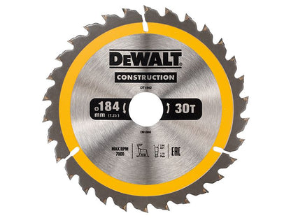 Dewalt Portable Construction Circular Saw Blade 184 X 30mm X 30t Dewalt