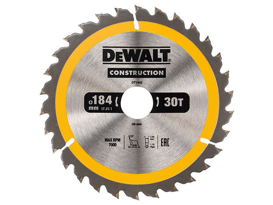 Dewalt Portable Construction Circular Saw Blade 184 X 30mm X 30t Dewalt