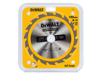 Dewalt Portable Construction Circular Saw Blade 190 X 30mm X 18t Dewalt