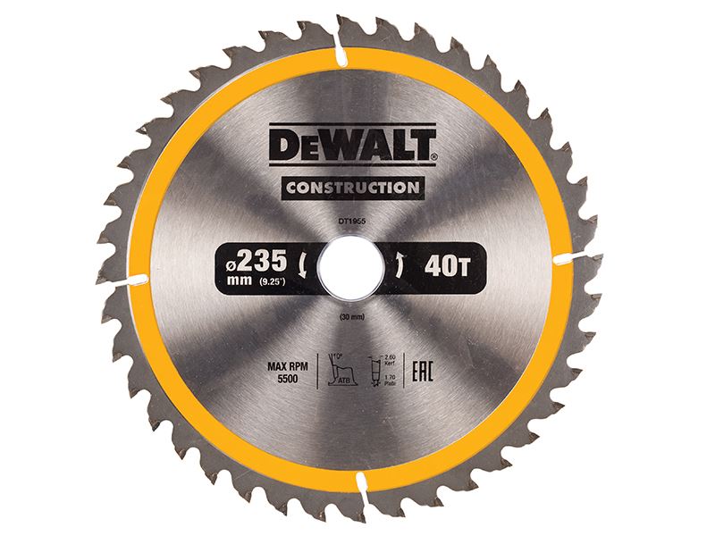 Dewalt Portable Construction Circular Saw Blade 235 X 30mm X 40t Dewalt