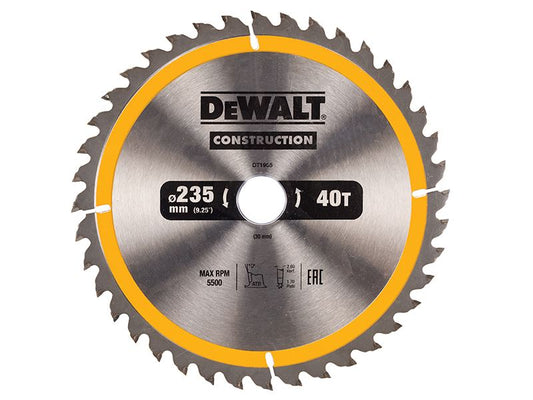 Dewalt Portable Construction Circular Saw Blade 235 X 30mm X 40t Dewalt