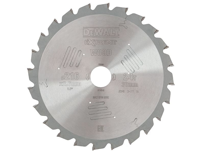 Dewalt Series 60 Circular Saw Blade 216 X 30mm X 24t Atb/Neg Dewalt