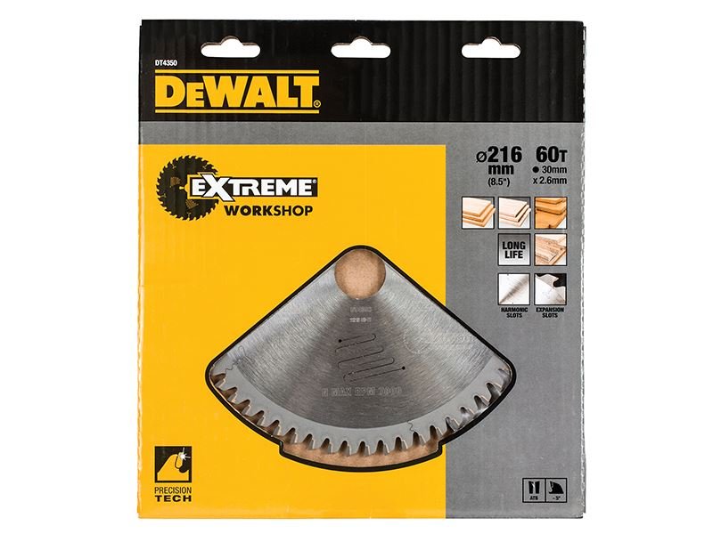 Dewalt Series 60 Circular Saw Blade 216 X 30mm X 60t Atb/Neg Dewalt