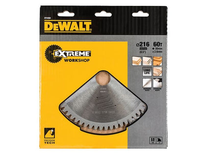 Dewalt Series 60 Circular Saw Blade 216 X 30mm X 60t Atb/Neg Dewalt