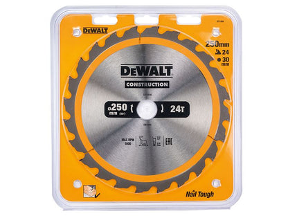 Dewalt Stationary Construction Circular Saw Blade 250 X 30mm X 24t Dewalt