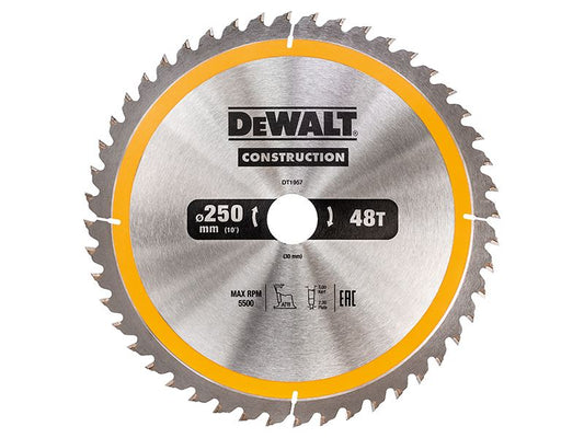 Dewalt Stationary Construction Circular Saw Blade 250 X 30mm X 48t Dewalt