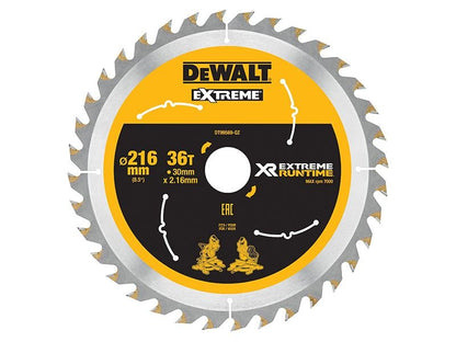 Dewalt Xr Flexvolt Circular Saw Blade 216 X 30mm X 36t Dewalt