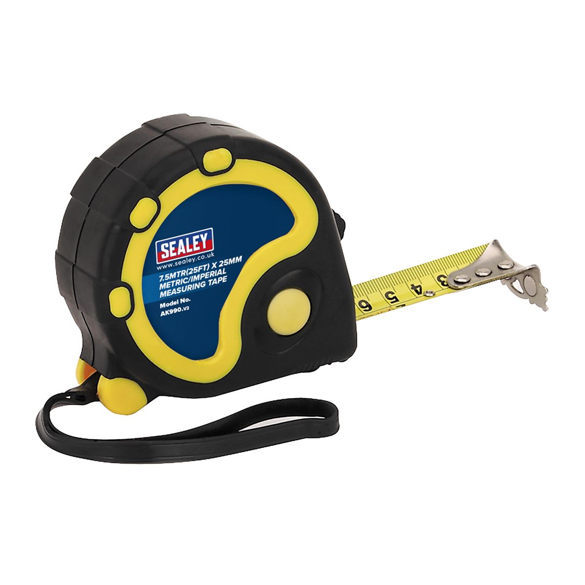 Sealey AK990 Rubber Tape Measure 7.5m(25ft) x 25mm Metric/Imperial Sealey
