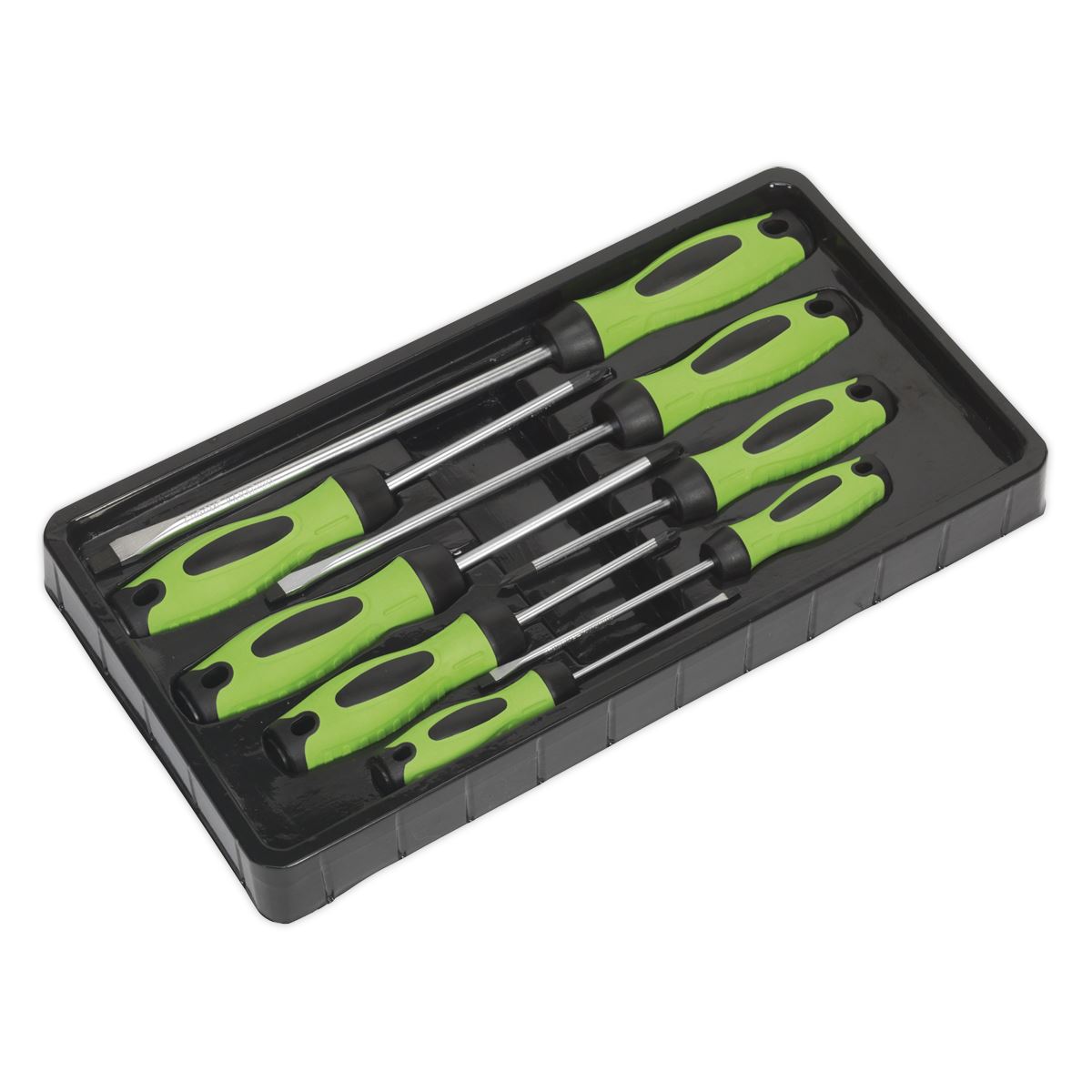 Sealey HV001 Screwdriver Set 8pc Hi-Vis Green Sealey