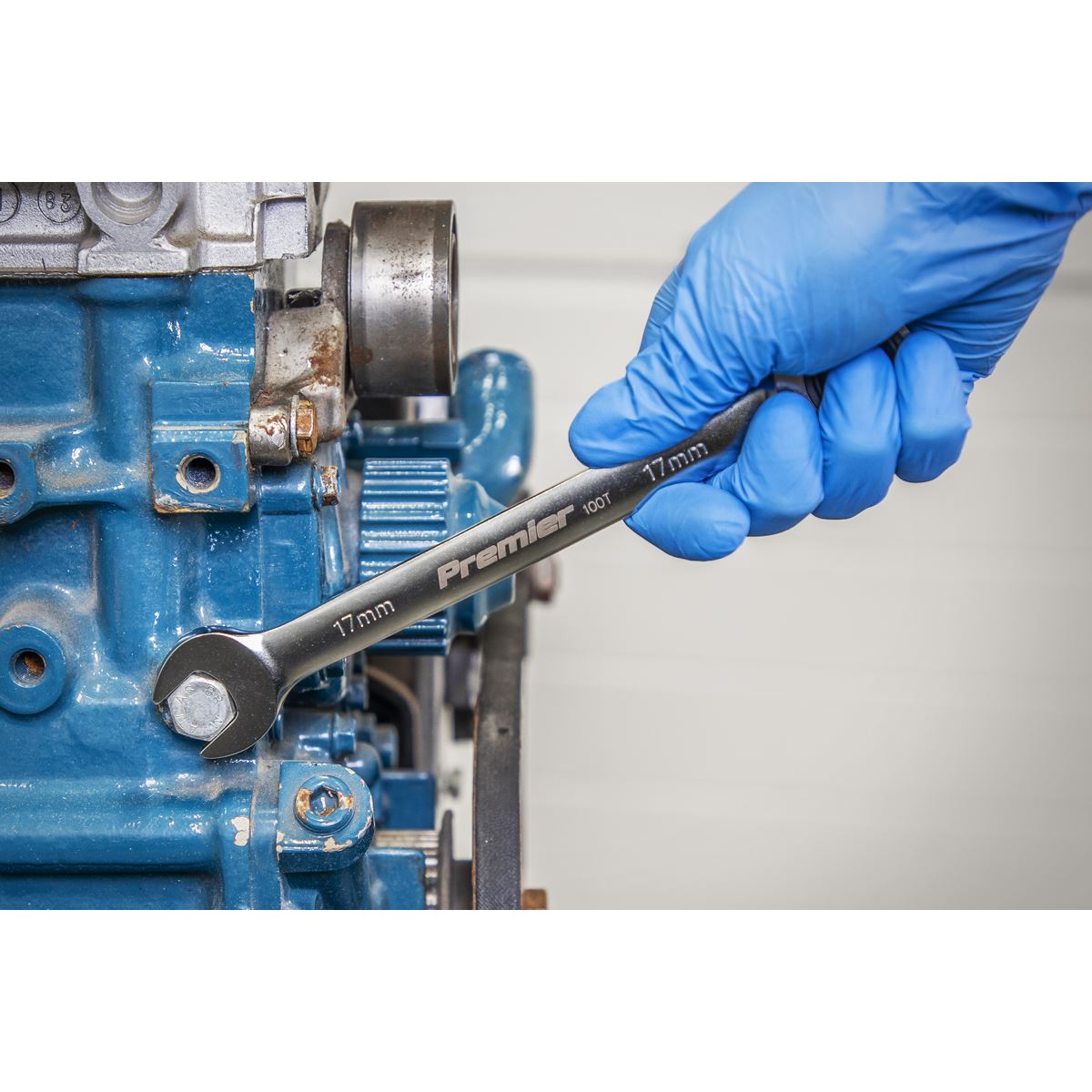 Sealey AK63949 Combination Ratchet Spanner Set 12pc Metric - Premier Platinum Sealey