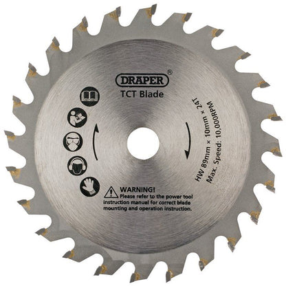 Draper 25912 89mm TCT Blade for Storm Force® Mini Plunge Saw Draper