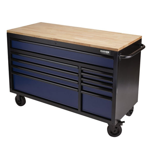 Draper 08237 BUNKER Workbench Roller Tool Cabinet 10 Drawer 56" Blue Draper