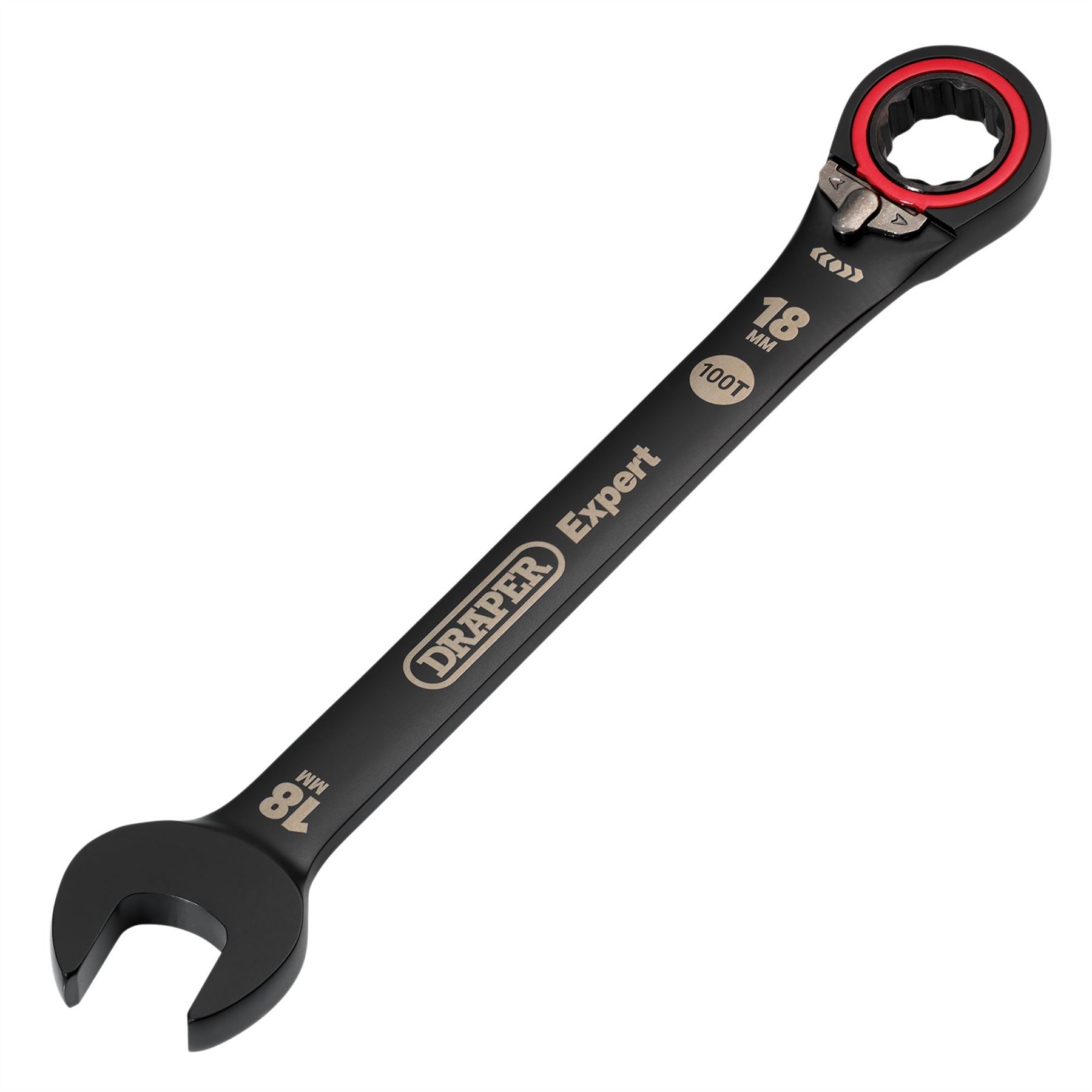 Draper 03908 Expert HI-TORQ® Metric Reversible Ratchet Combination Spanner 18mm Black Draper