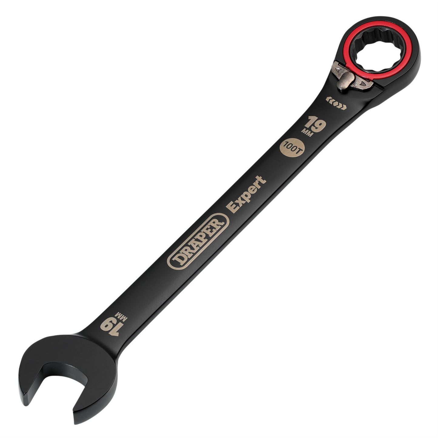 Draper 03909 Expert HI-TORQ® Metric Reversible Ratchet Combination Spanner 19mm Black Draper