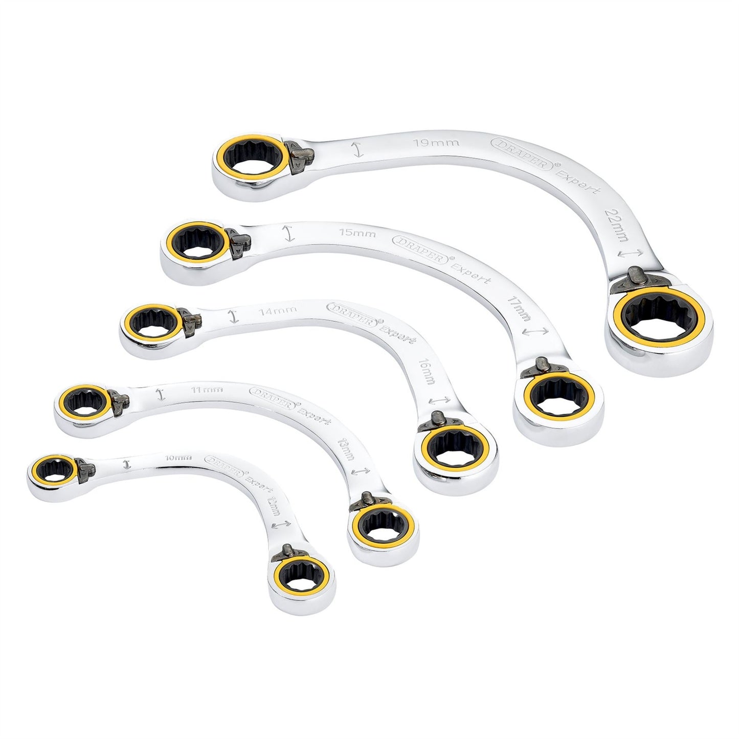 Draper 03941 Expert HI-TORQ® Double Ring Ratchet Half Moon Spanner Set 5 Piece Draper