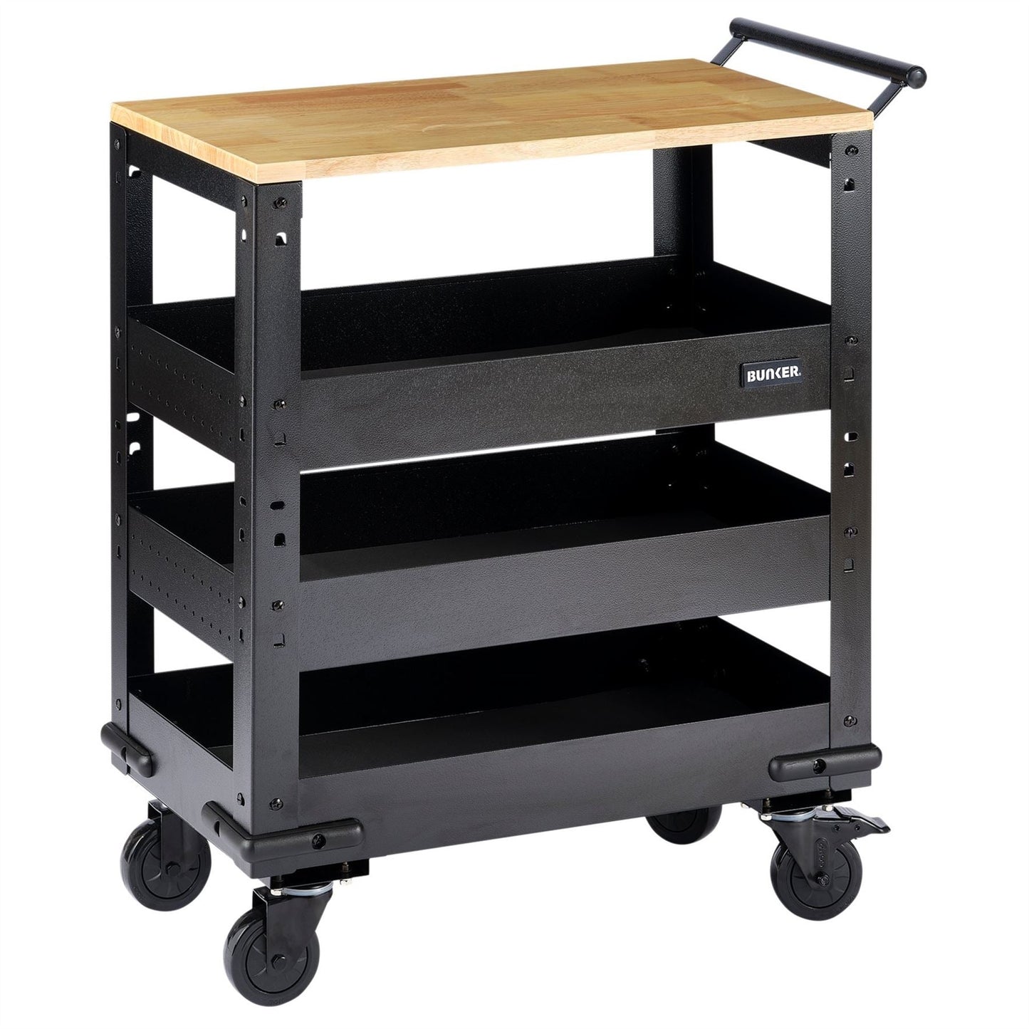 Draper 11495 BUNKER® 3 Tier Trolley with Pull Handle and Hardwood Worktop 714mm Draper