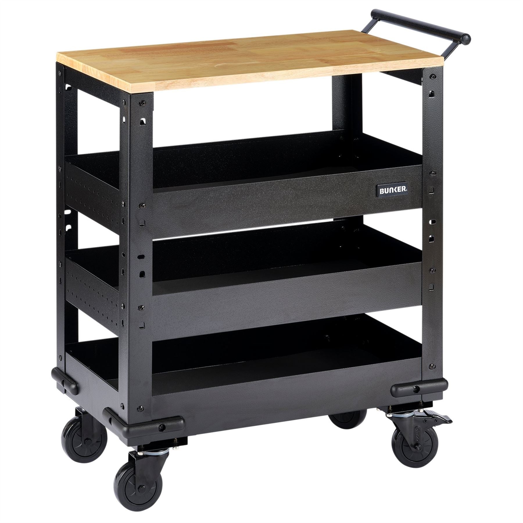 Draper 11495 BUNKER® 3 Tier Trolley with Pull Handle and Hardwood Worktop 714mm Draper