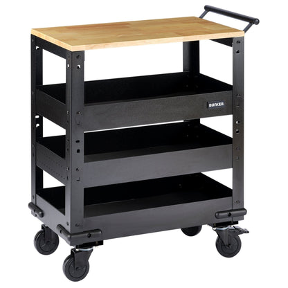 Draper 11495 BUNKER® 3 Tier Trolley with Pull Handle and Hardwood Worktop 714mm Draper