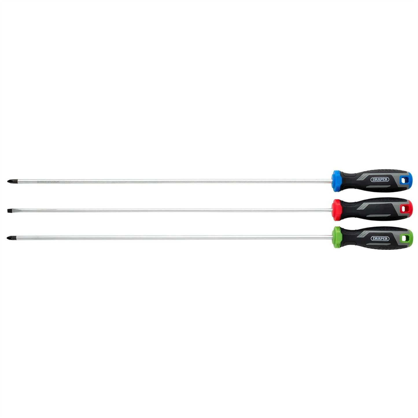 Draper 13429 Long Reach Soft Grip Screwdriver Set 3 Piece Draper
