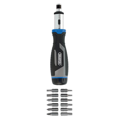 Draper 13440 Soft Grip Ratchet Screwdriver and Bit Set 1/4" 13 Piece Draper