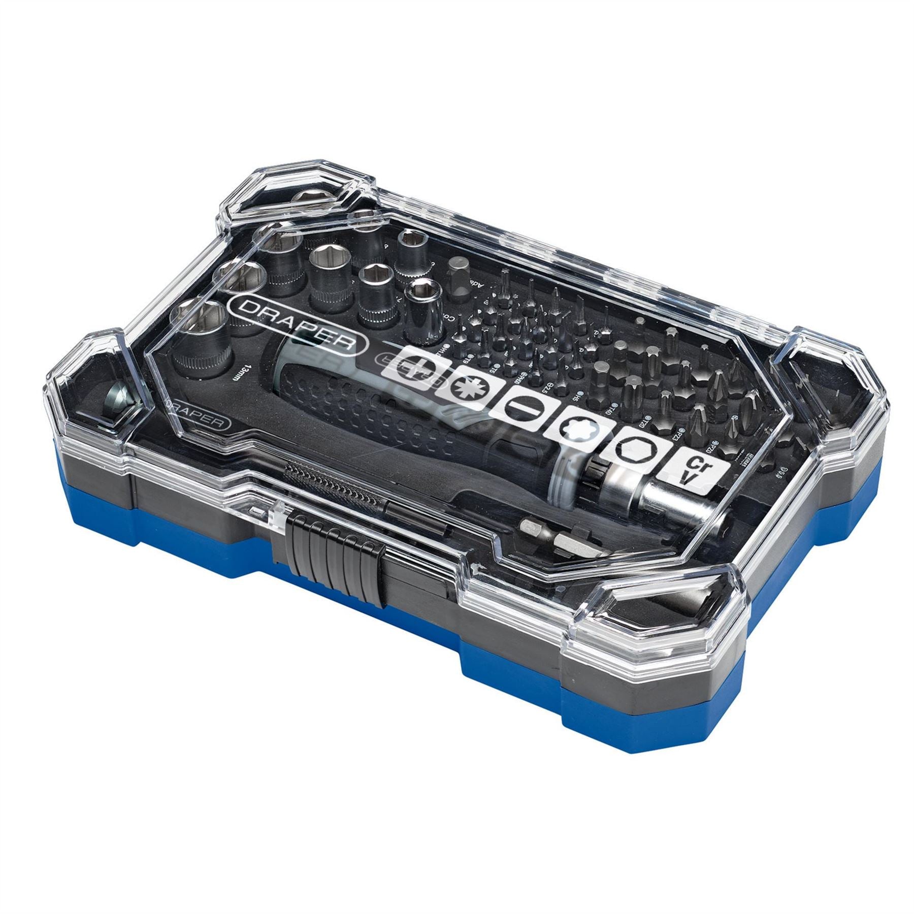 Draper 13442 Soft Grip Ratchet Screwdriver and Bit Set 55 Piece Draper