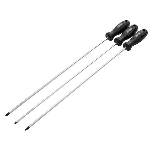 Draper 13580 Long Reach Hard Grip Screwdriver Set 3 Piece Draper