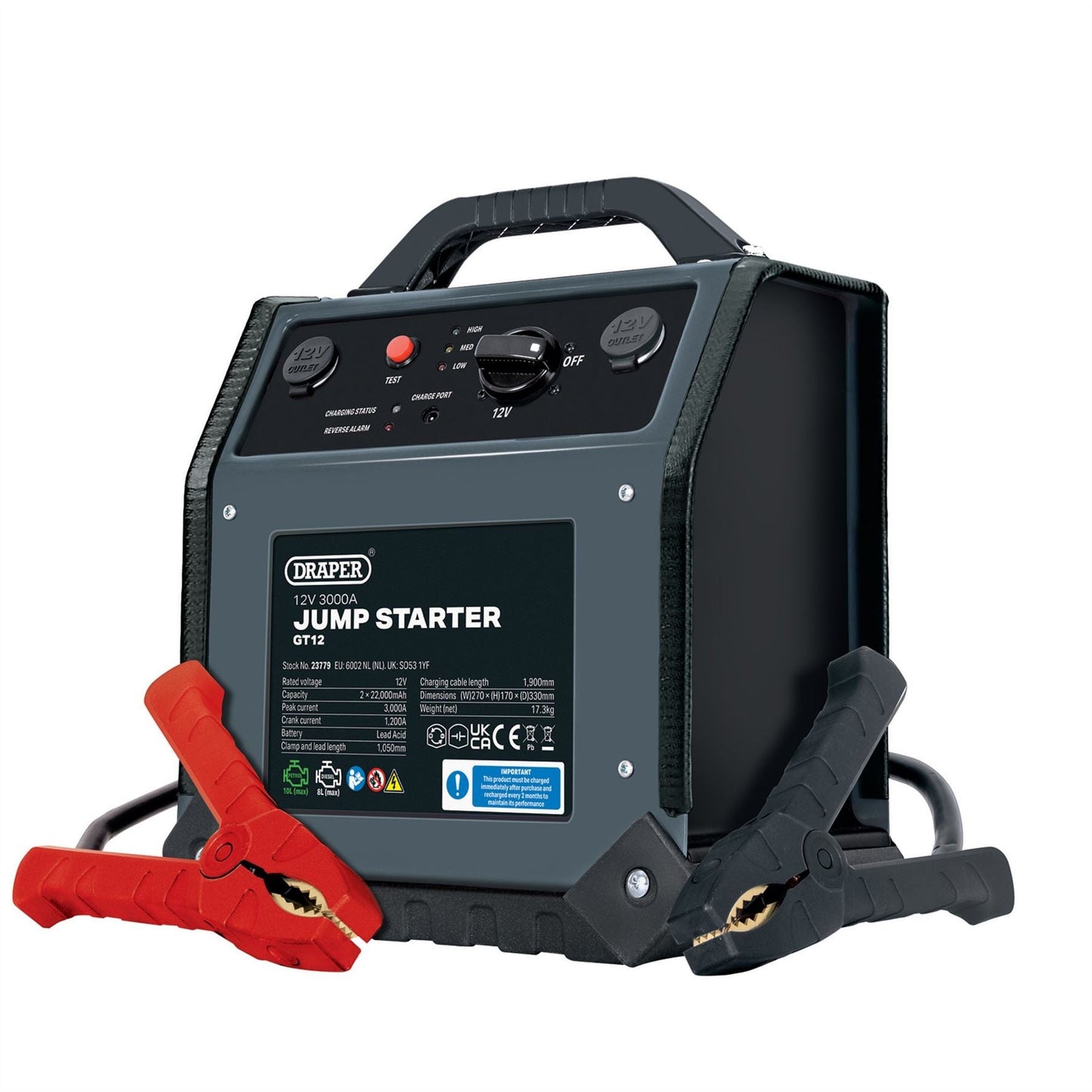 Draper 23779 12V Jump Starter 3000A Draper