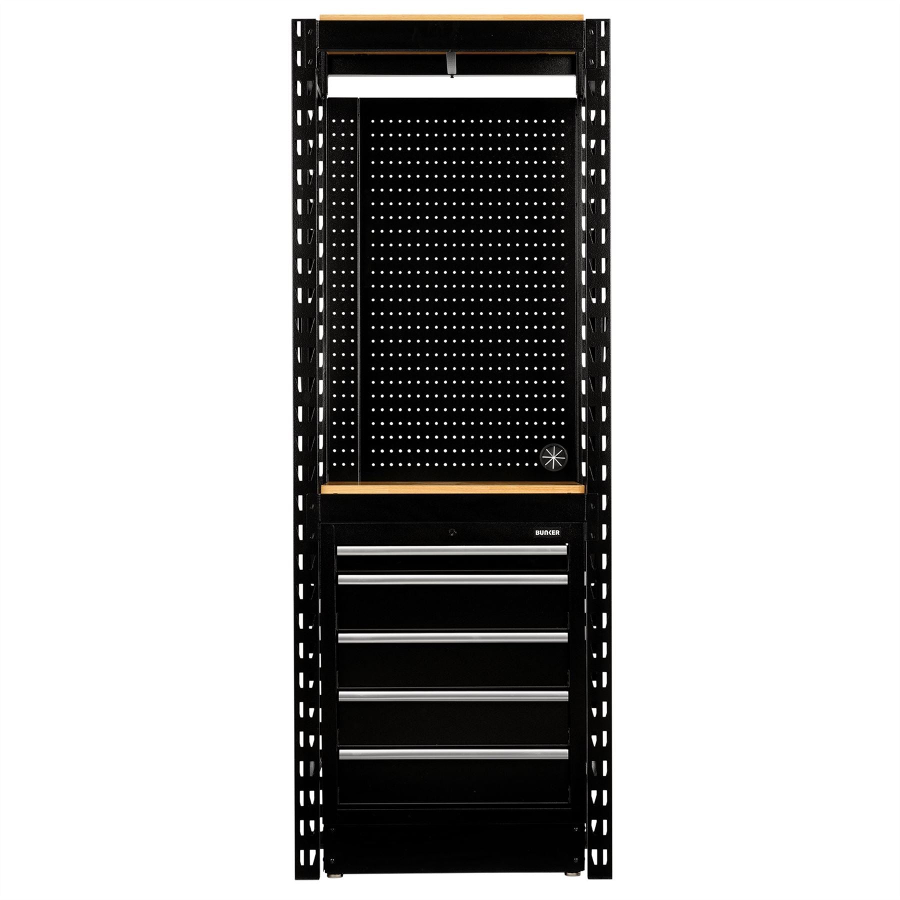 Draper 27919 BUNKER® 13 Piece Modular Storage Combo 2 Tier Racking with Hardwood Shelving Pegboard and Floor Cabinet 750mm Draper