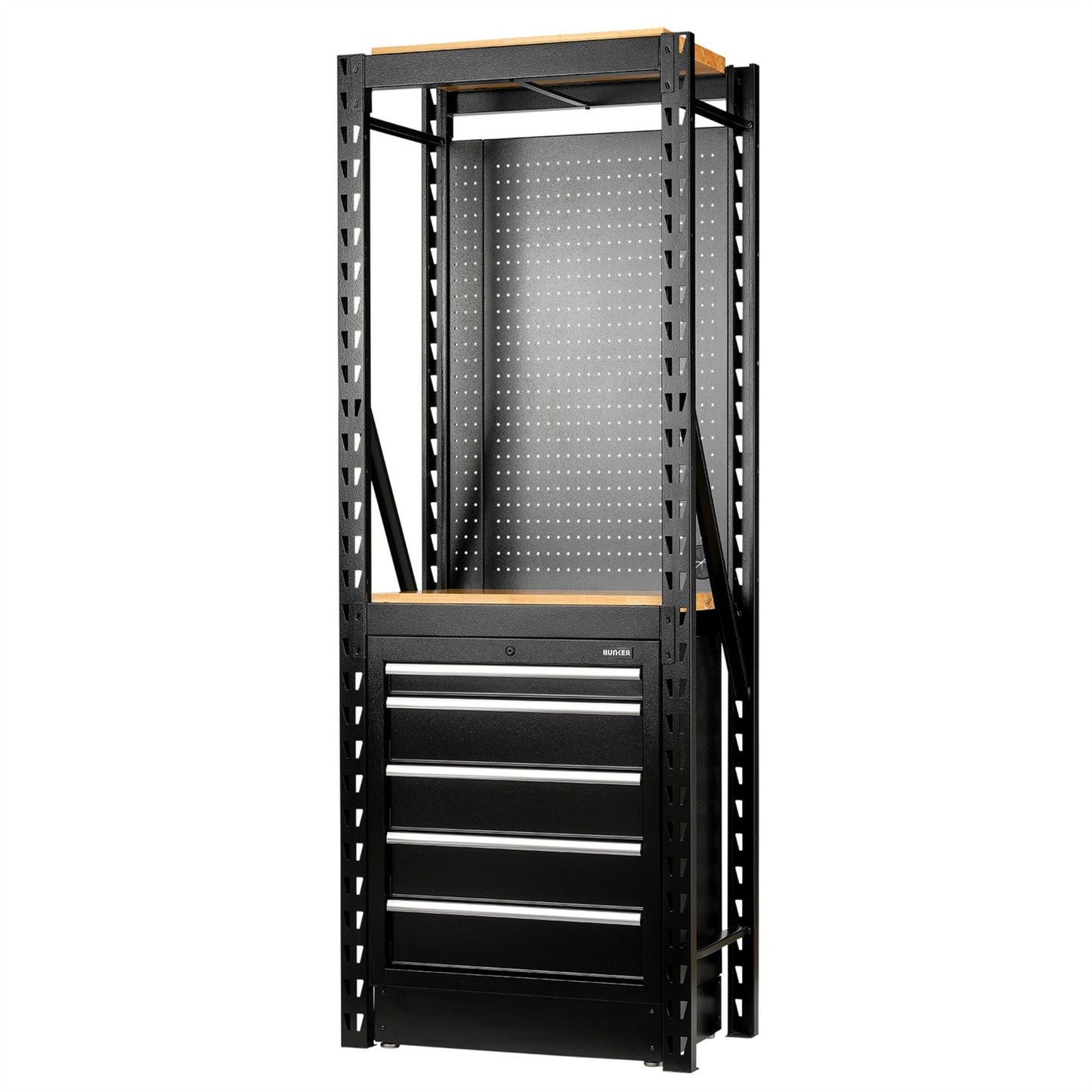 Draper 27919 BUNKER® 13 Piece Modular Storage Combo 2 Tier Racking with Hardwood Shelving Pegboard and Floor Cabinet 750mm Draper