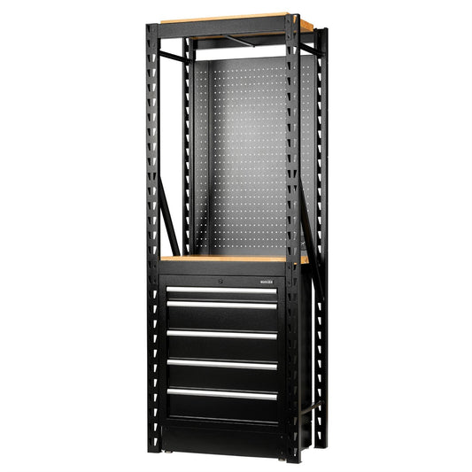 Draper 27919 BUNKER® 13 Piece Modular Storage Combo 2 Tier Racking with Hardwood Shelving Pegboard and Floor Cabinet 750mm Draper
