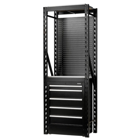 Draper 27975 BUNKER® 13 Piece Modular Storage Combo 2 Tier Racking with Stainless Steel Shelving Pegboard and Floor Cabinet 750mm Draper