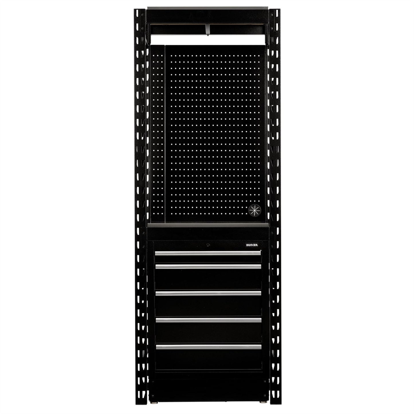 Draper 27975 BUNKER® 13 Piece Modular Storage Combo 2 Tier Racking with Stainless Steel Shelving Pegboard and Floor Cabinet 750mm Draper