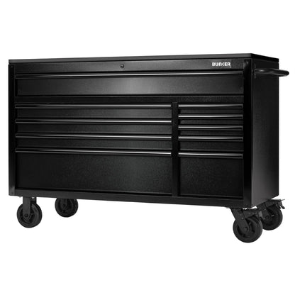 Draper 28077 BUNKER® 10 Drawer Workbench Roller Tool Cabinet with Black Stainless Steel Worktop 56" Draper