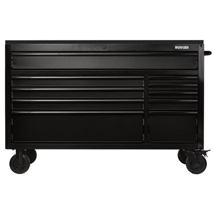 Draper 28077 BUNKER® 10 Drawer Workbench Roller Tool Cabinet with Black Stainless Steel Worktop 56" Draper