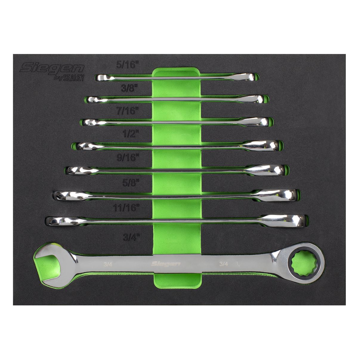 Siegen S0984 Combination Ratchet Spanner Set 8pc Imperial Siegen