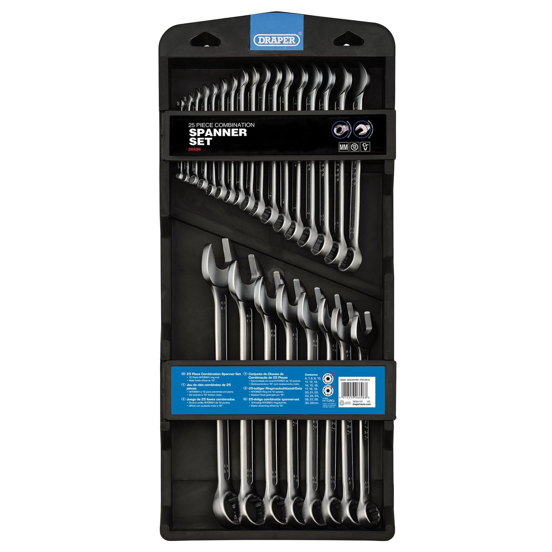 Draper 26696 HI-TORQ® Metric Combination Spanner Set 25 Piece Draper
