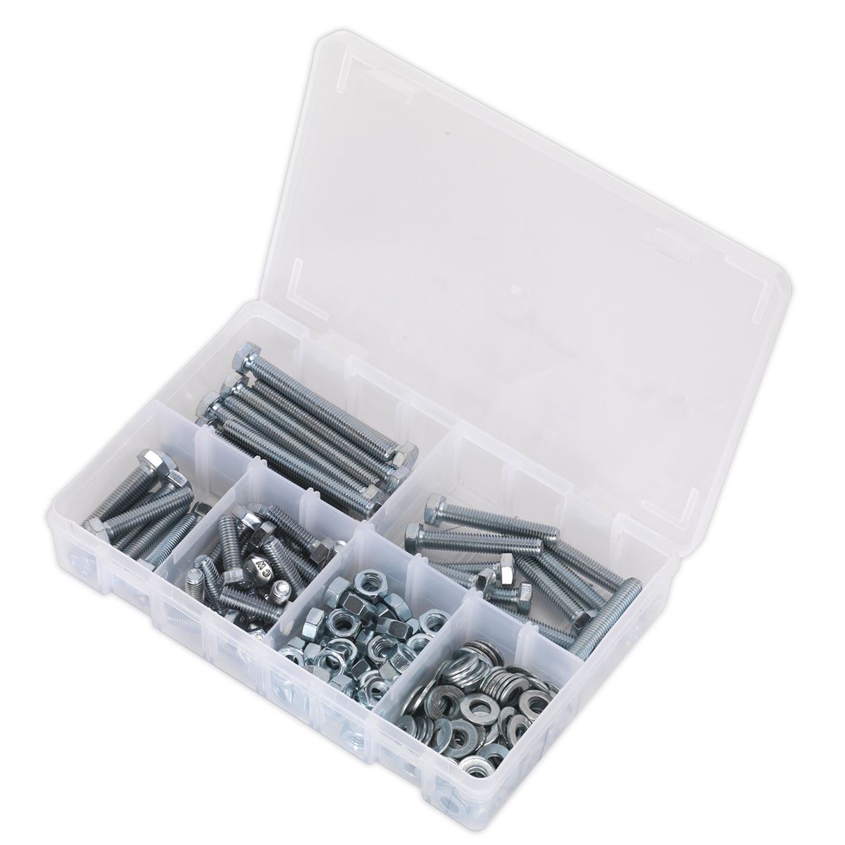 Sealey AB051SNW Setscrew Nut & Washer Assortment 220pc High Tensile M8 Metric Sealey