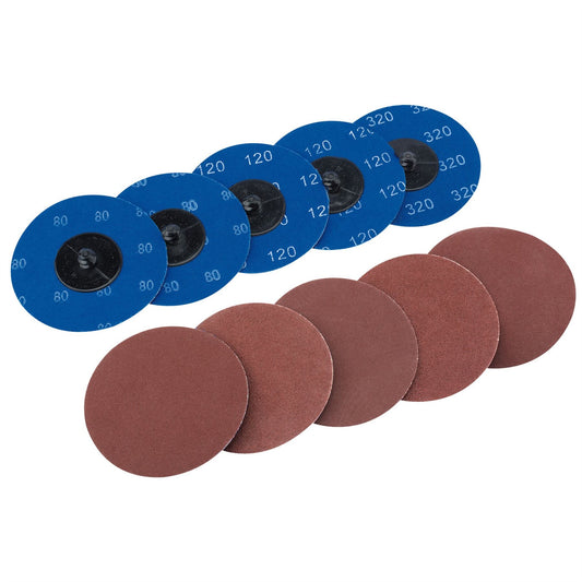 Draper 75621 Assorted Aluminium Oxide Sanding Discs 75mm Pack of 10 Draper