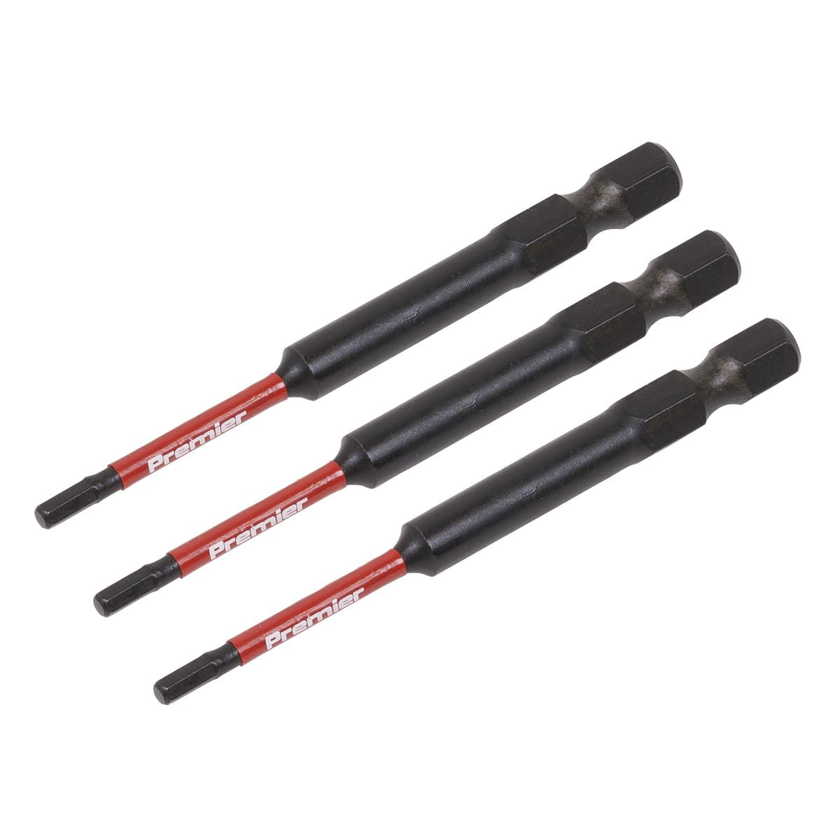 Sealey AK8260 Hex 2.5mm Impact Power Tool Bits 75mm - 3pc Sealey