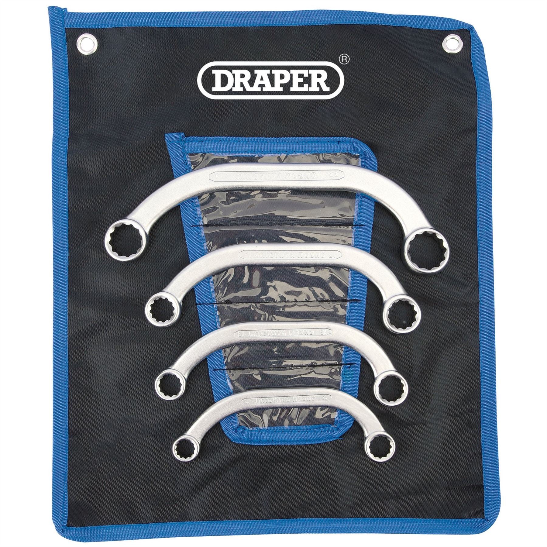 Draper 07210 HI-TORQ® Half Moon Obstruction Ring Spanner Set 4 Piece Draper