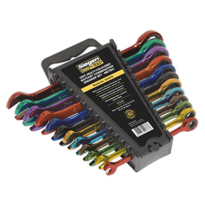 Siegen S01075 Ratchet Combination Spanner Set 12pc Multi-Coloured Metric Siegen