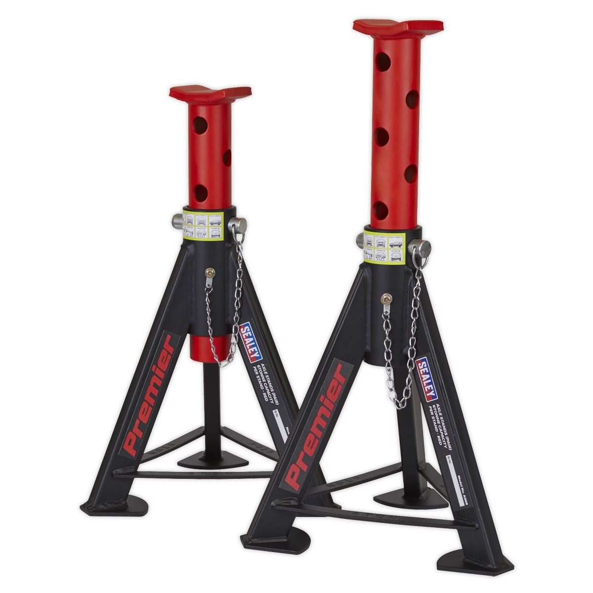 Sealey AS6R Premier Axle Stands (Pair) 6 Tonne Capacity per Stand - Red Sealey
