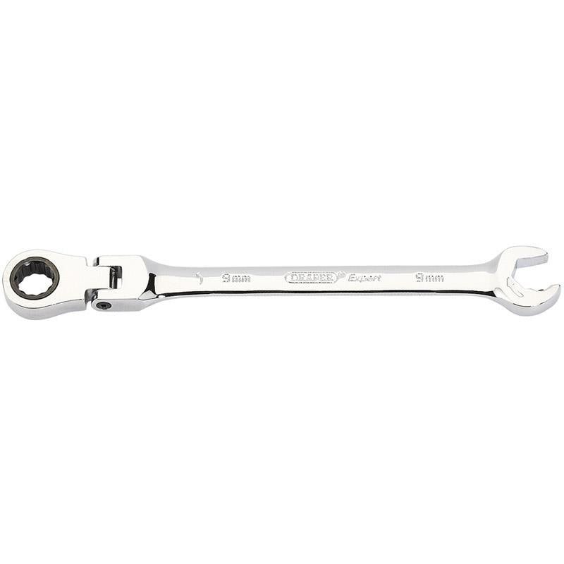 Draper 06853 Metric Combination Spanner with Flexible Head and Double Ratcheting Features 9mm Draper
