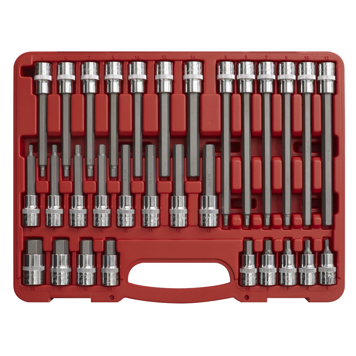 Sealey AK2196 Hex Socket Bit Set 30pc 1/2"Sq Drive Sealey