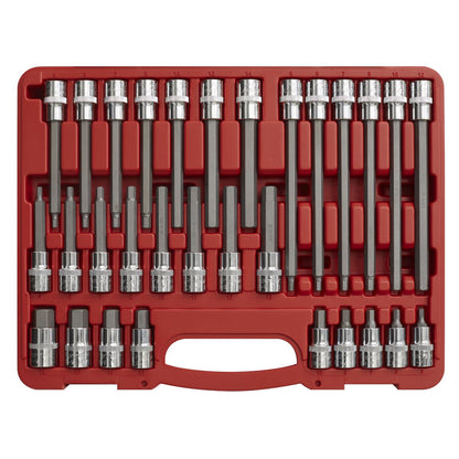 Sealey AK2196 Hex Socket Bit Set 30pc 1/2"Sq Drive Sealey