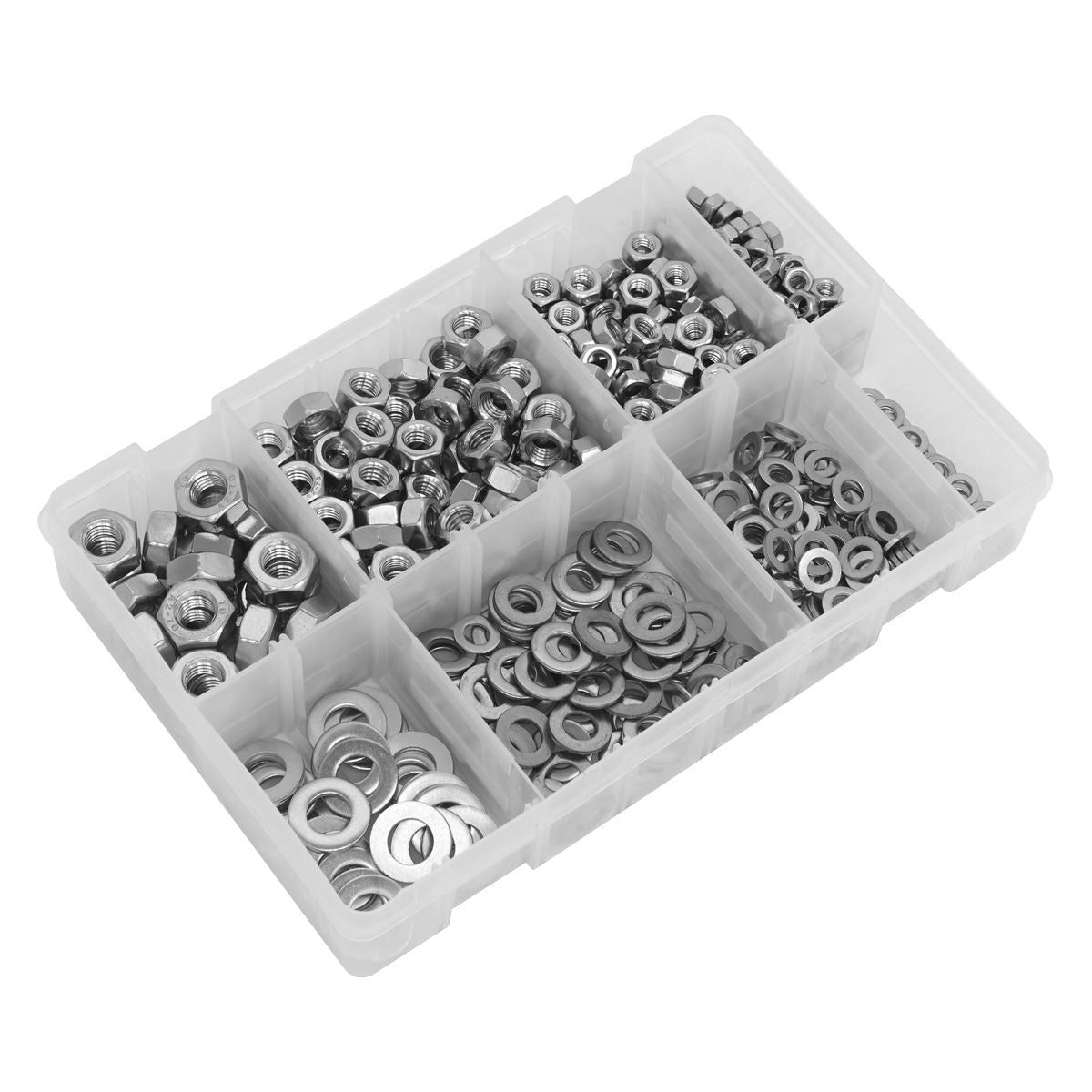 Sealey AB077NW Stainless Steel Nut and Washer Assortment 500pc M5-M10 Sealey