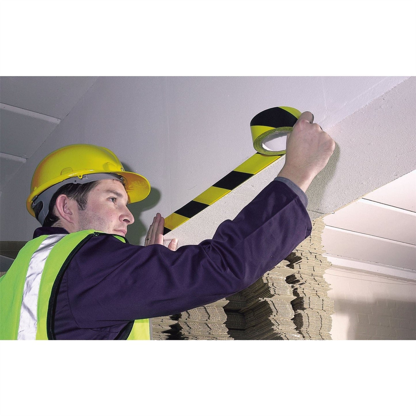 Draper 63382 Adhesive Hazard Tape Roll 33m x 50mm Black and Yellow Draper