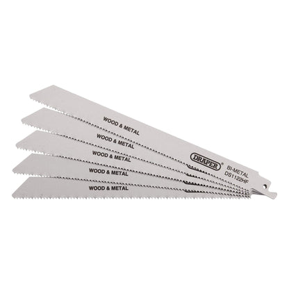 Draper 38754 Bi-metal Reciprocating Saw Blades for Multi-Purpose Cutting 225mm 10tpi Pack of 5 Draper